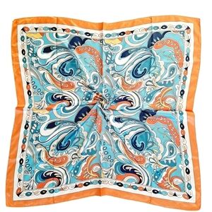 💖 2/$30 Boho Paisley Satin psychedelic square Bandana head neck hair scarf